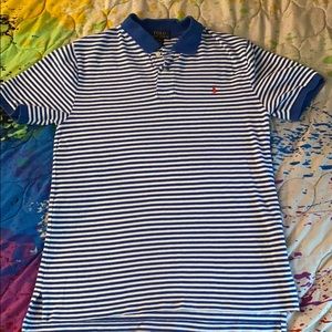 Blue and white striped Polo shirt